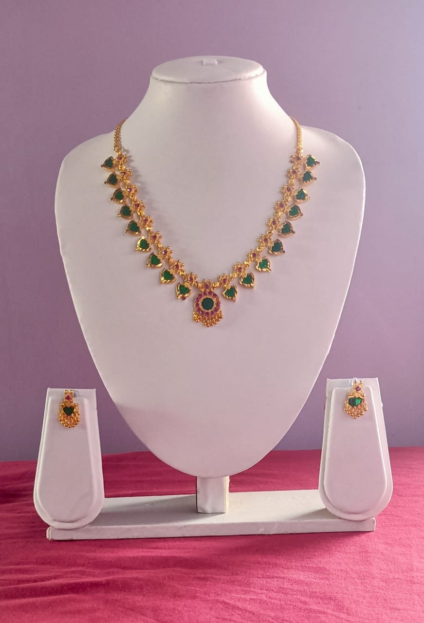 kerala heart shaped palakka necklace set